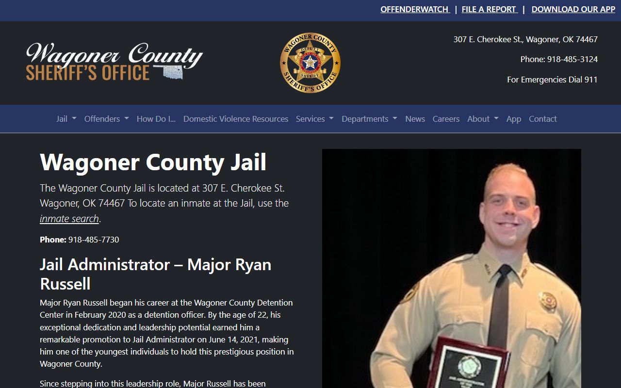 Wagoner County Jail inmate population information page